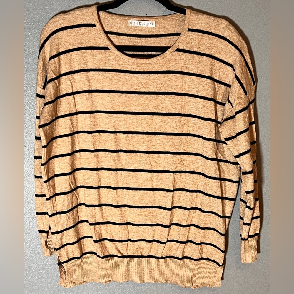 Ninexis Black and Camel Striped Sweater Sz S/M